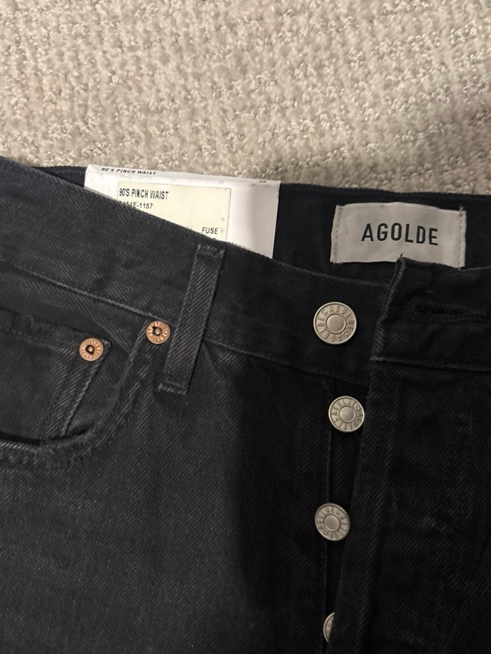 Agolde Black Button-Fly High-Rise Jeans